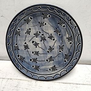 Hand painted allover lizard soapstone art decor decorative plate